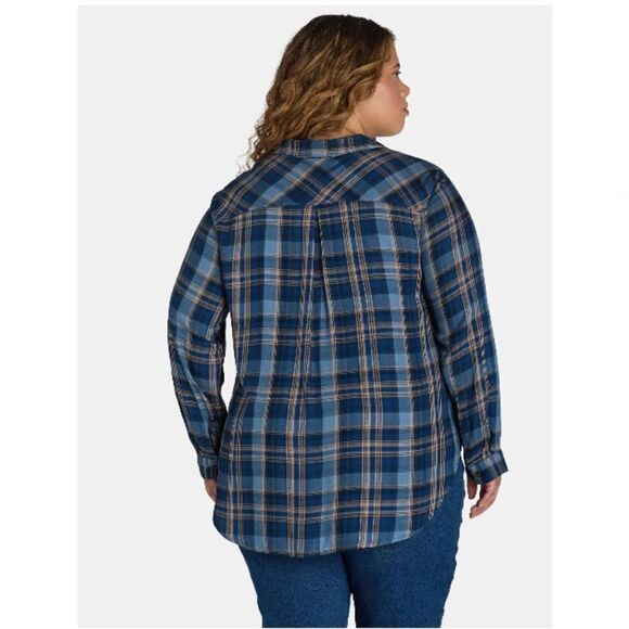Women's Plus Soft Plaid Flannel Button-Down Shirt, Size 1X - Picture 6 of 8